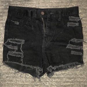 High-waisted black shorts